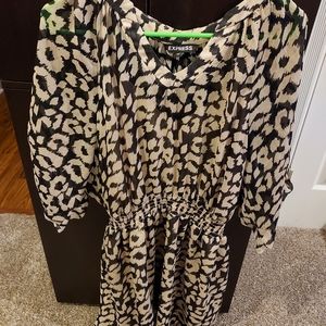 Patterned black and tan size large dress from express.